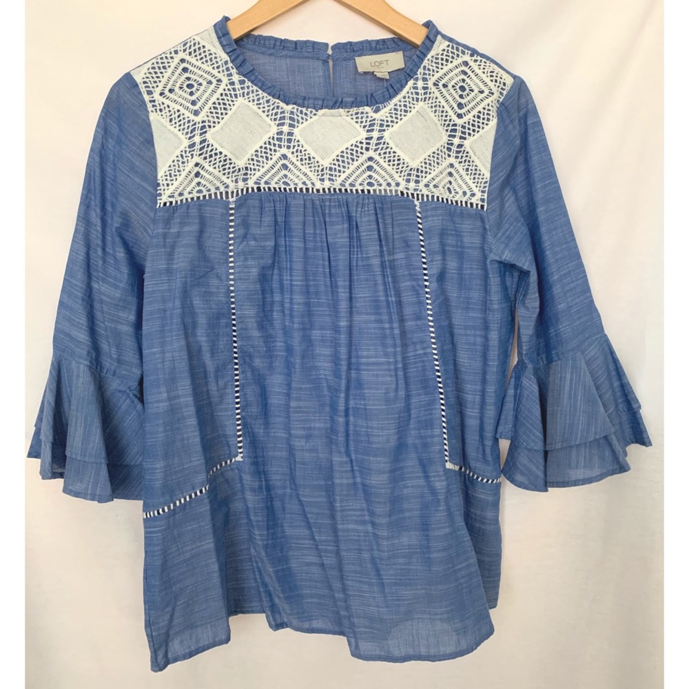 NWT Loft Chambray Crochet Top